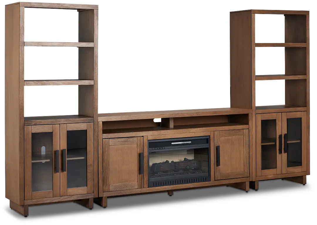Richmond Light Tone 64" Door Pier Entertainment Wall With Fireplace Richmond Light Tone 64" Door Pier Entertainment Wall With Fireplace