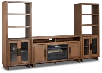 Richmond Light Tone 64" Door Pier Entertainment Wall With Fireplace