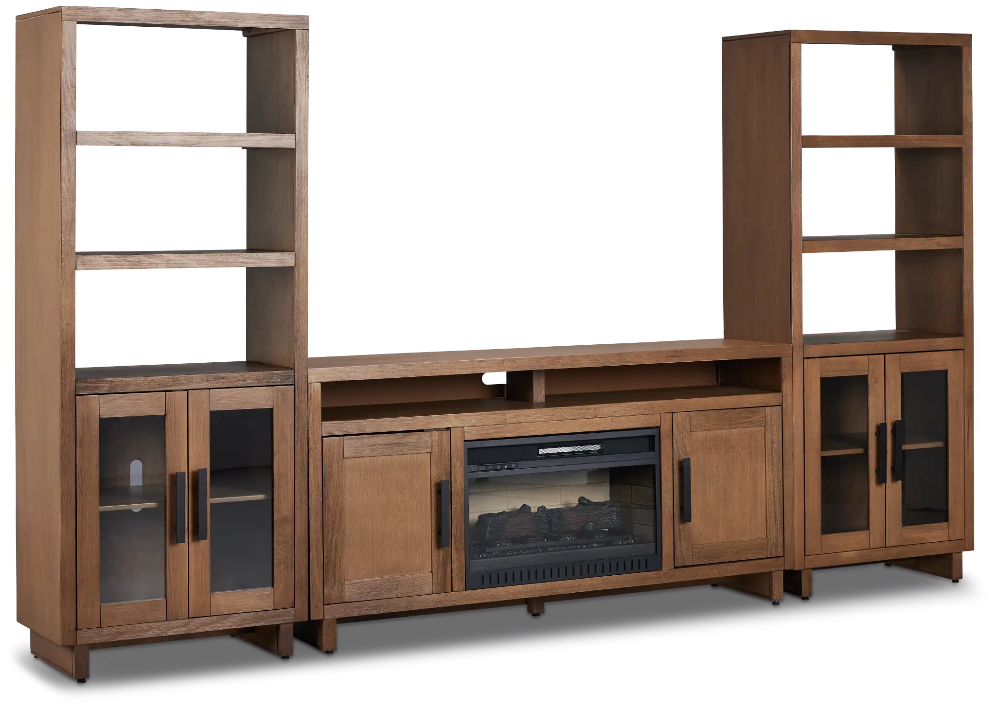Richmond Light Tone 64" Door Pier Entertainment Wall With Fireplace Richmond Light Tone 64" Door Pier Entertainment Wall With Fireplace