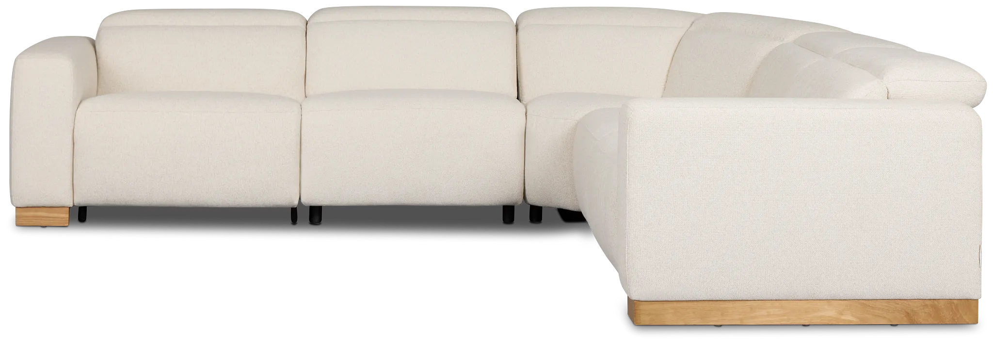 Leona Light Beige Fabric Small Triple Power Reclining Two-arm Sectional