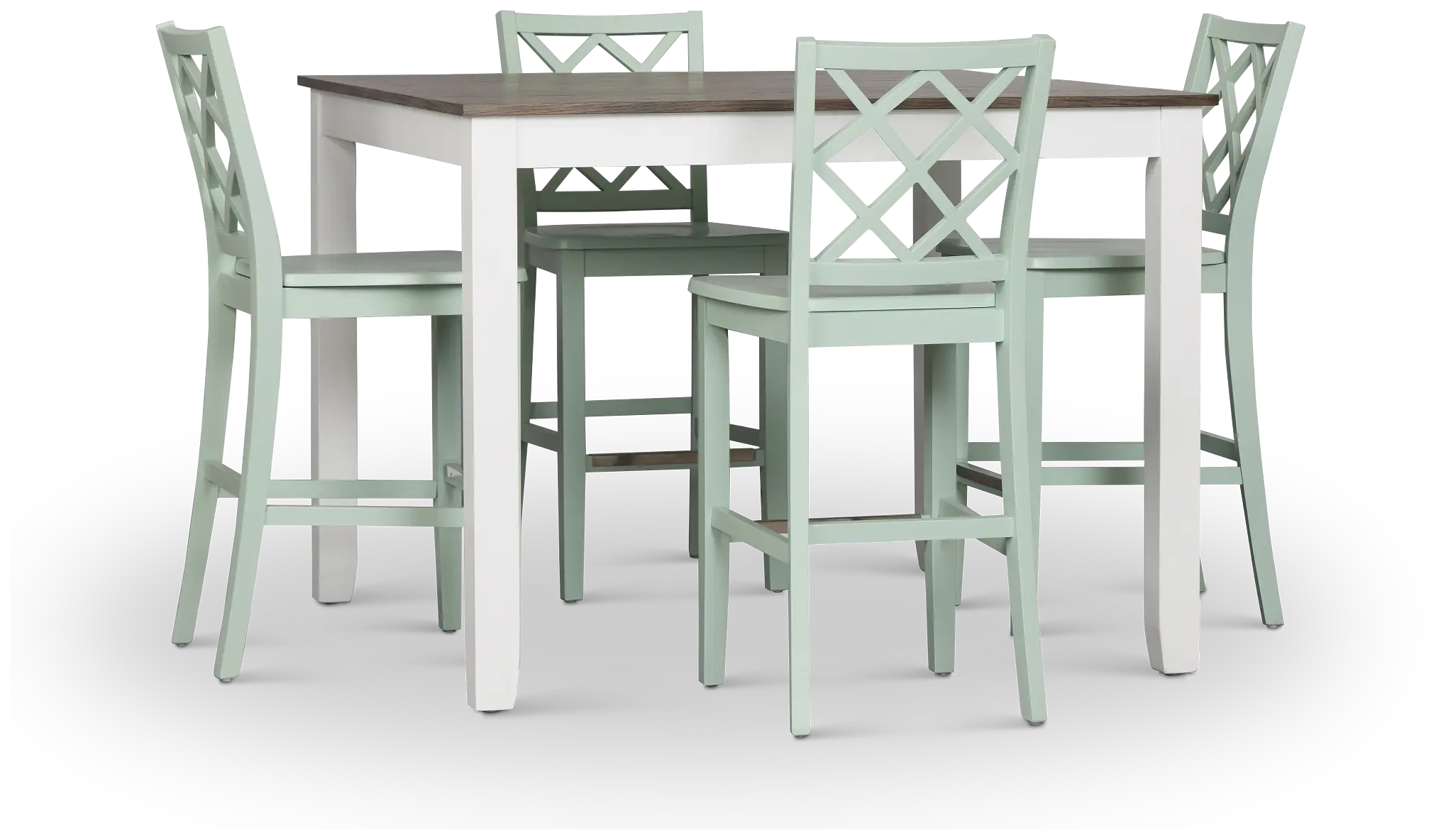 Edgartown Two-tone Square High Table & 4 Light Blue Wood Barstools Edgartown Two-tone Square High Table & 4 Light Blue Wood Barstools