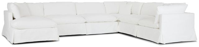 Raegan White Fabric Large Left Chaise Sectional (1)