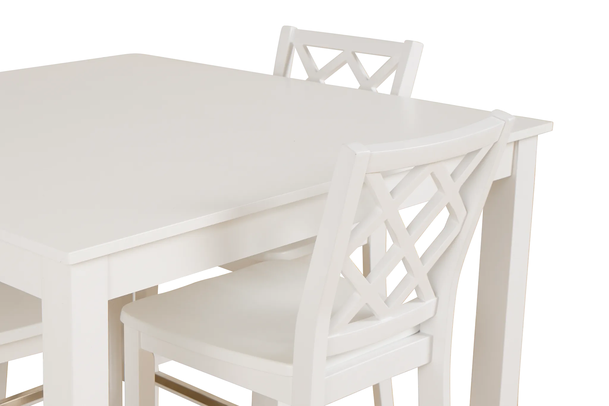 Edgartown White Square High Table & 4 White Wood Barstools