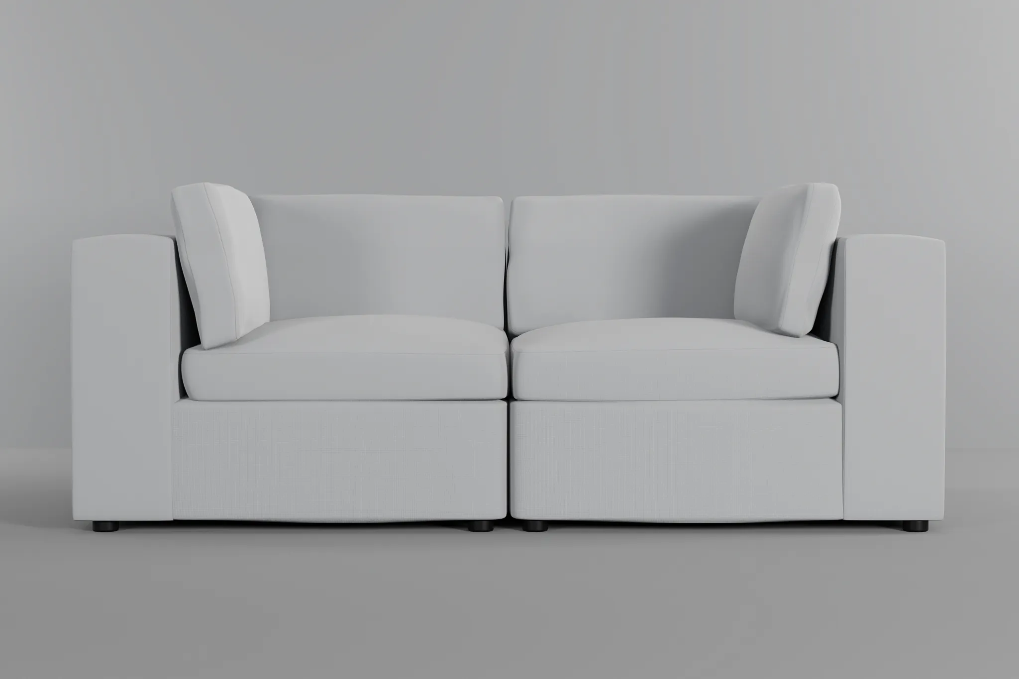 Destin Suave White Fabric 2-piece Modular Sofa