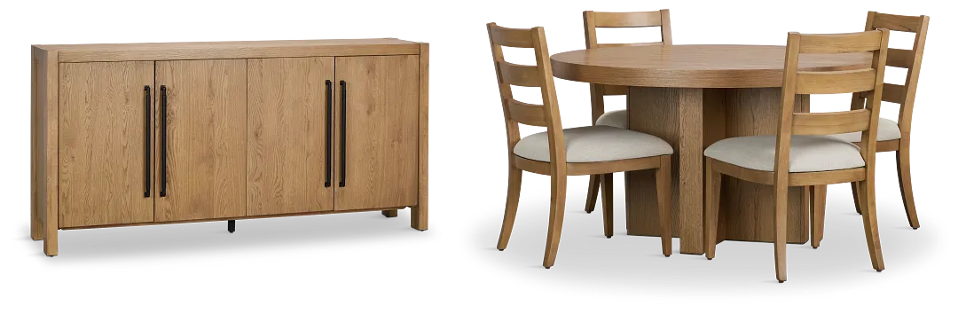 Tahoe Light Tone Round Dining Room