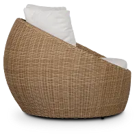 Montecito Light Tone Curved Swivel Chair With Light Beige Cushions