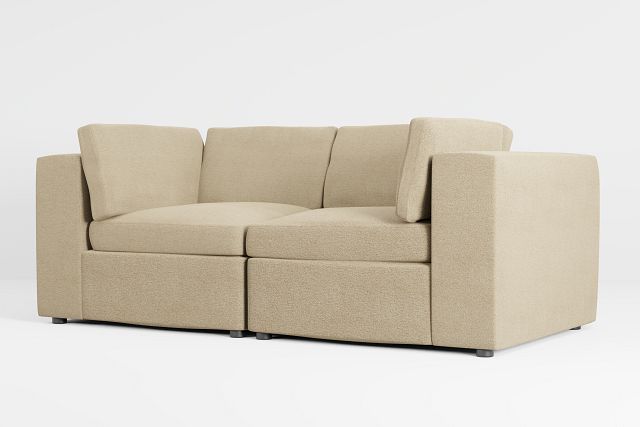 Destin Elite Taupe Fabric 2-piece Modular Sofa