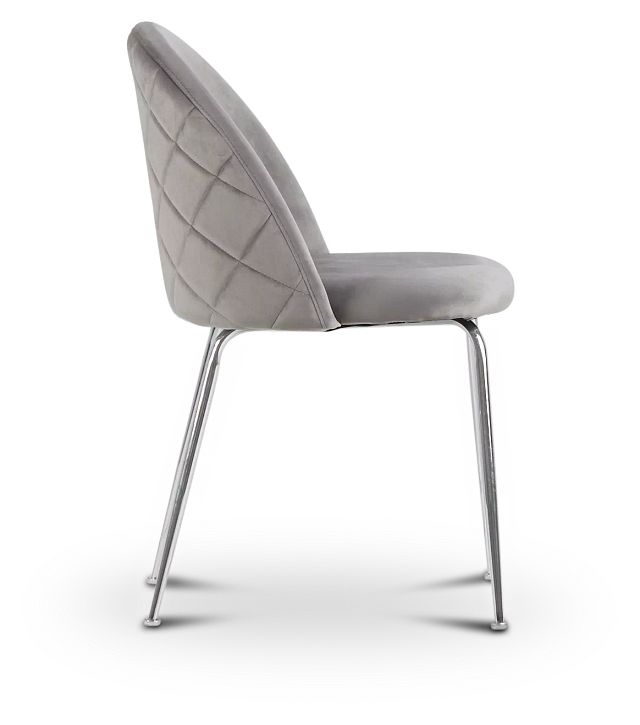 Capri Gray Velvet Upholstered Side Chair W/ Chrome Legs