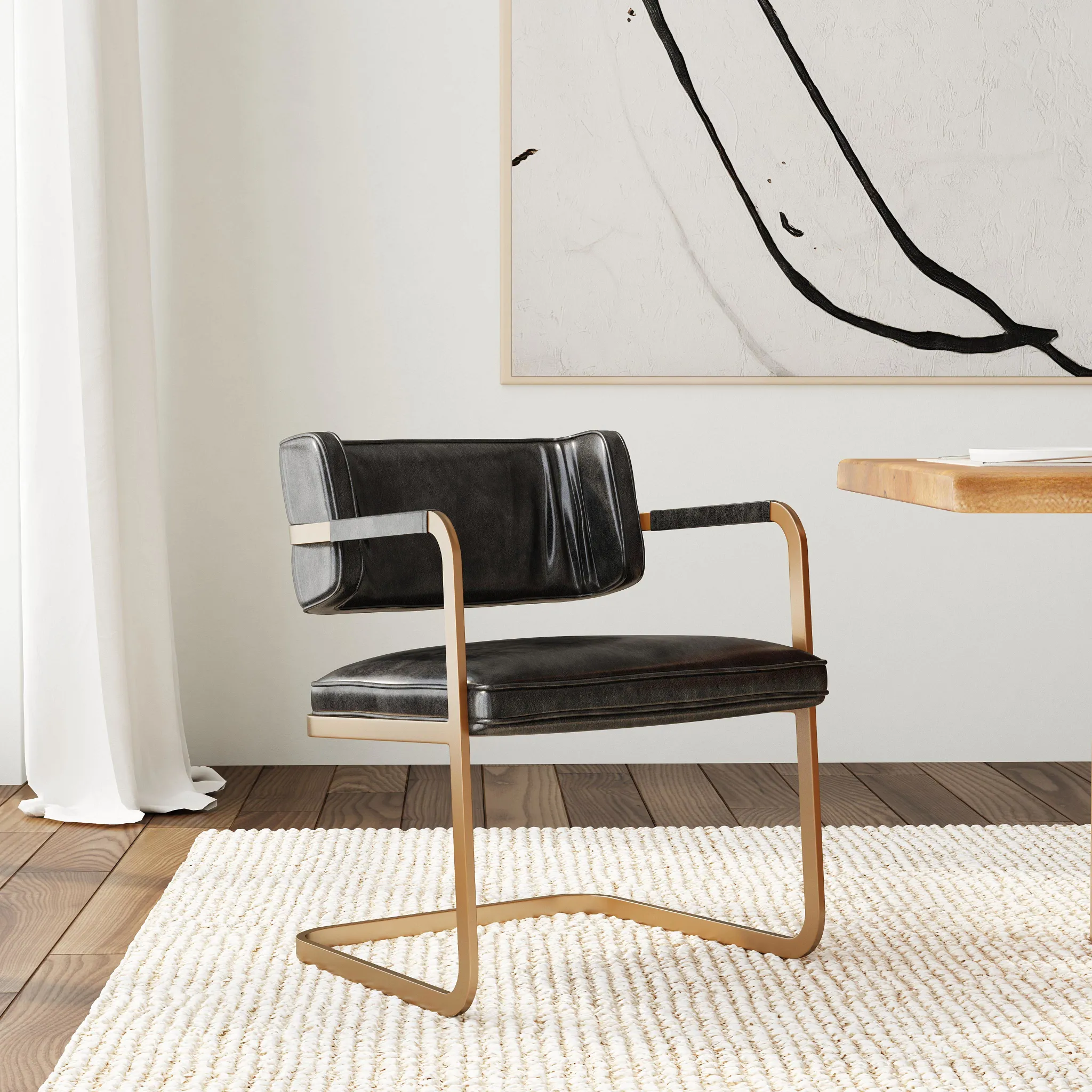Mando Black Upholstered Arm Chair