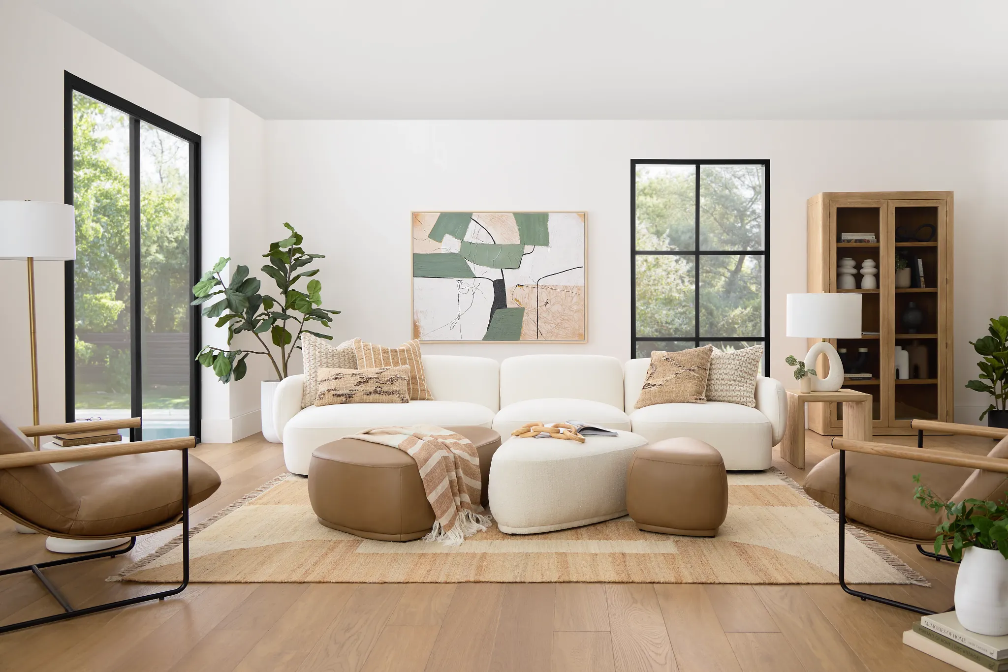 Halsey White Fabric Small Left Cuddler Sectional