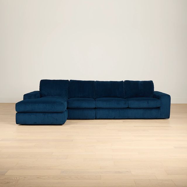 Charlie Dark Blue Fabric Small Left Chaise Sectional