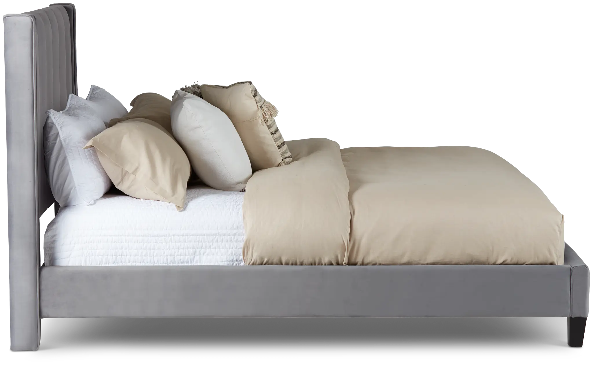 Audrey Dark Gray Velvet Platform Bed Audrey Dark Gray Velvet Platform Bed