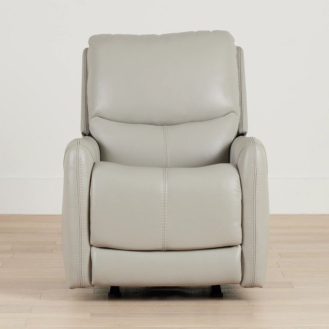 Jonas Light Gray Lthr/vinyl Power Recliner With Heat And Massage