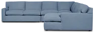 Hudson Blue Fabric Large Right Chaise Sectional