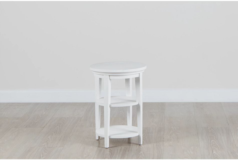 Heron Cove White Round End Table, (0)