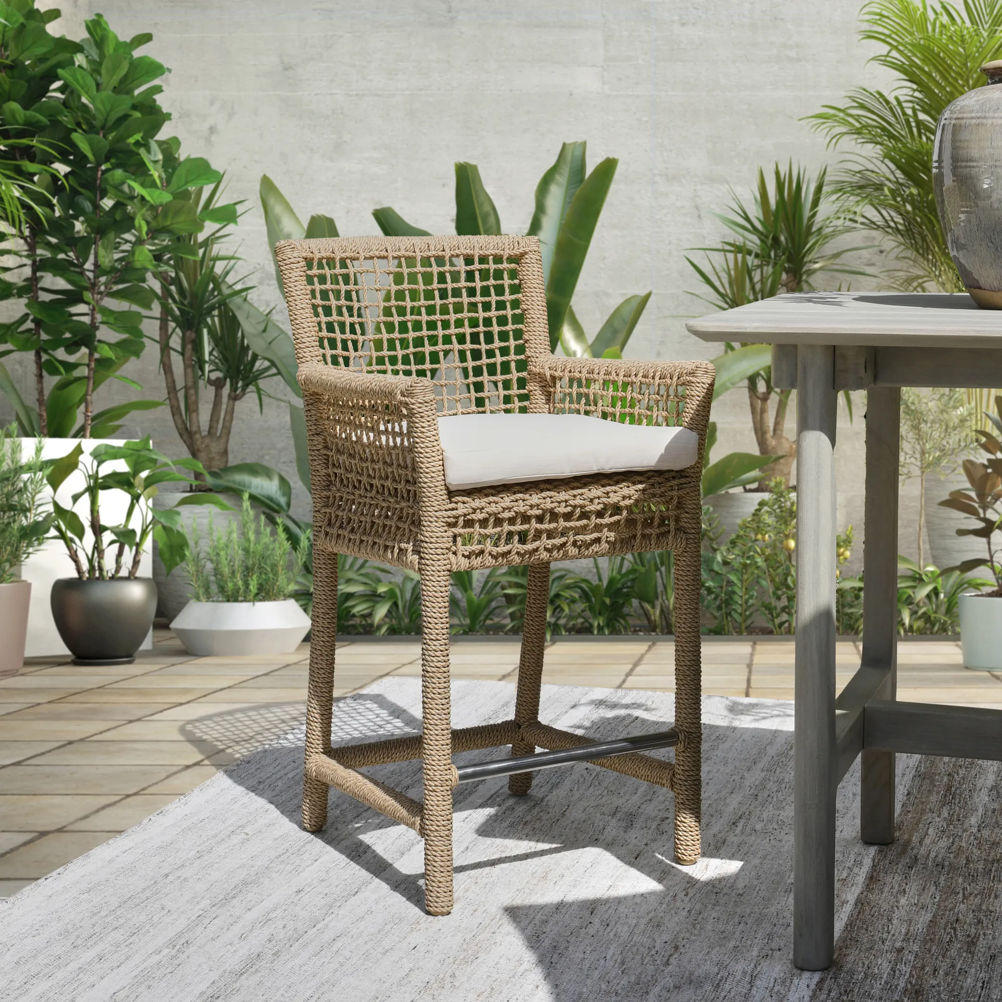 Ryan Light Beige Woven 24" Barstool