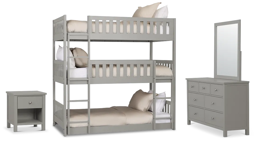 Charleston Gray Triple Bunk Bedroom