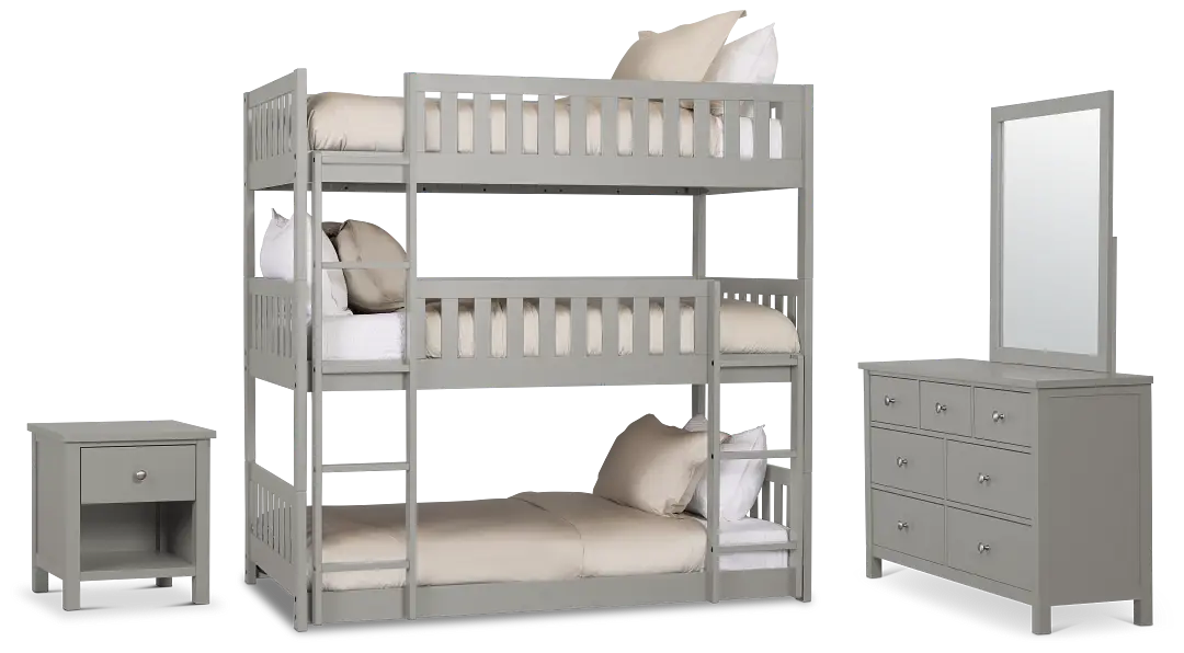 Charleston Gray Triple Bunk Bedroom Charleston Gray Triple Bunk Bedroom
