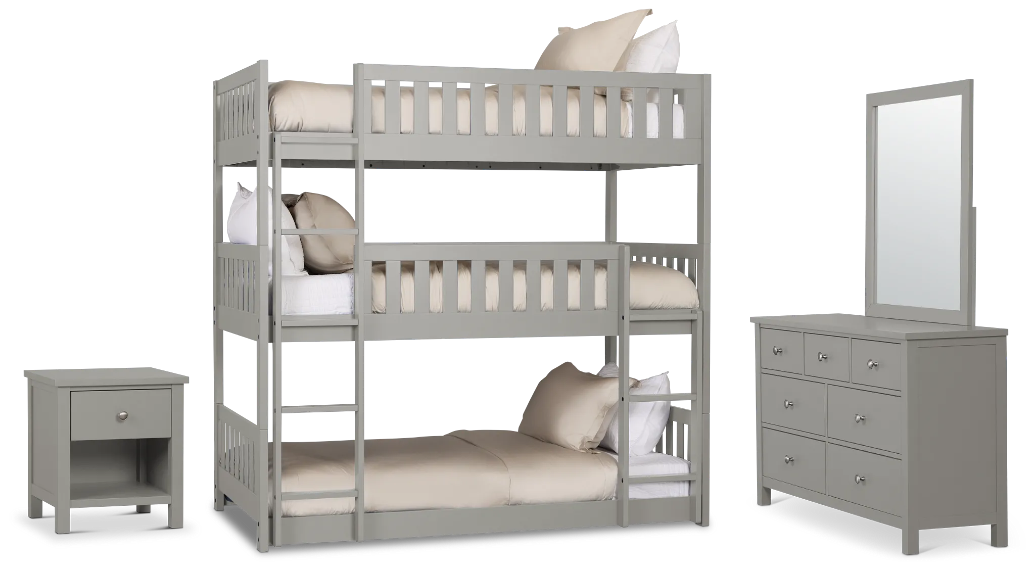 Charleston Gray Triple Bunk Bedroom