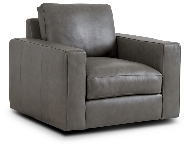 Dawkins Gray Leather Swivel Chair