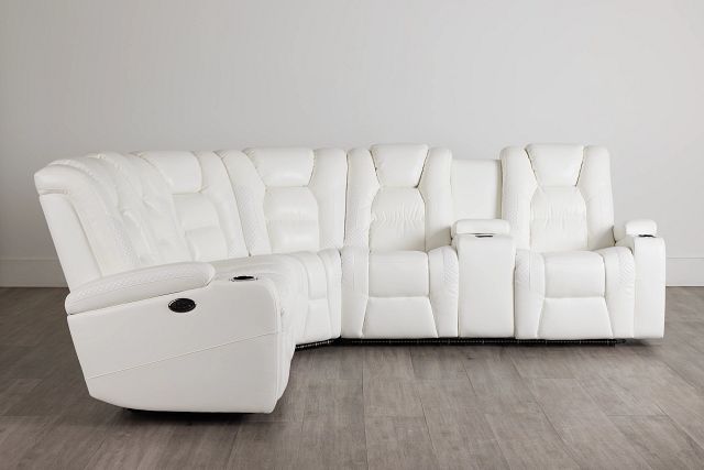 Troy White Micro Right Console Love Reclining Sectional