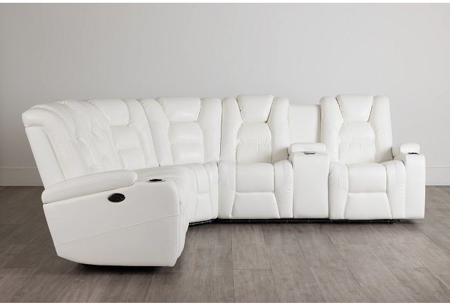 Troy White Micro Right Console Love Reclining Sectional