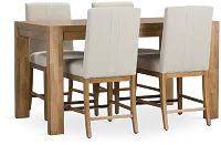 Tahoe Light Tone High Table & 4 Upholstered Barstools