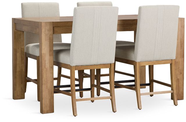 Tahoe Light Tone High Table & 4 Upholstered Barstools