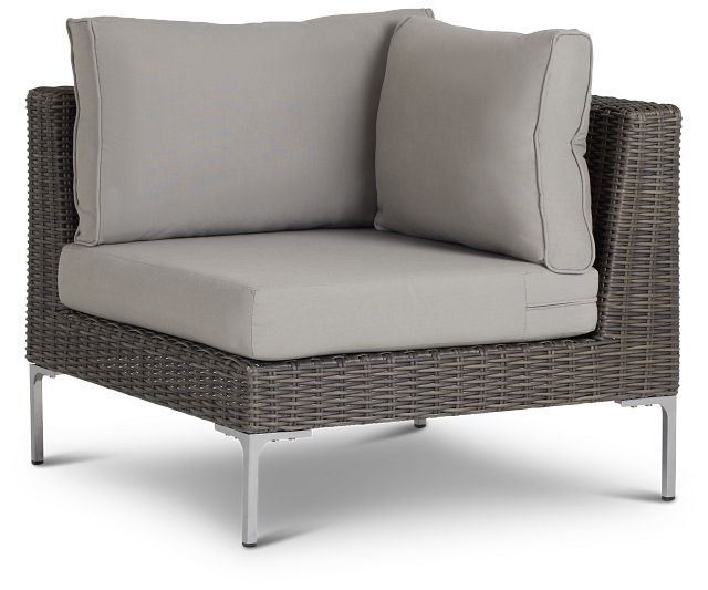 Tulum Gray Woven Corner Chair W/ Cushion