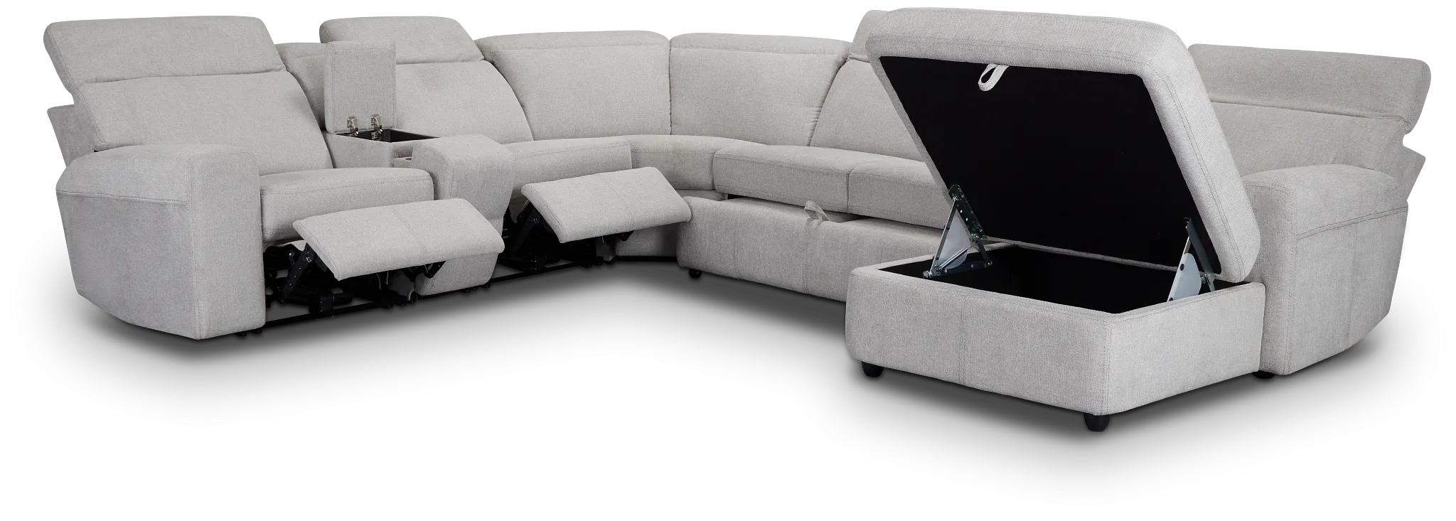 Callum Light Gray Storage Medium Right Triple Power Chaise Sleeper Sectional