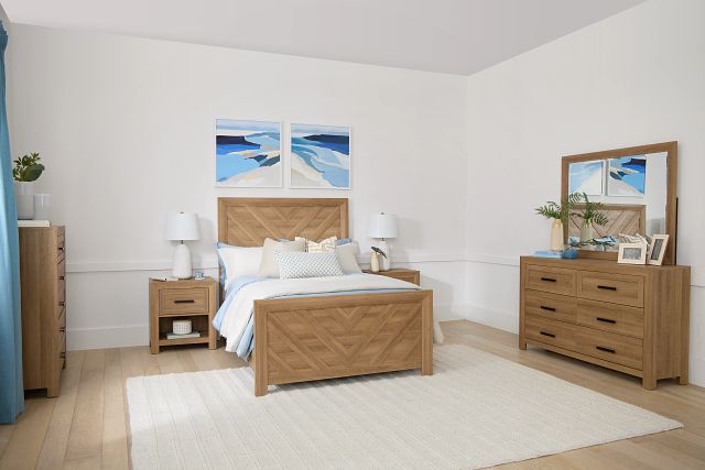 Delray Light Tone Panel Bed