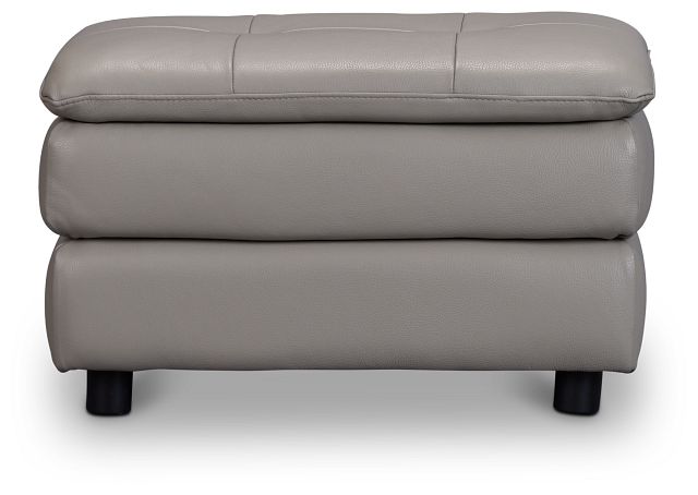 Rowan Gray Leather Ottoman