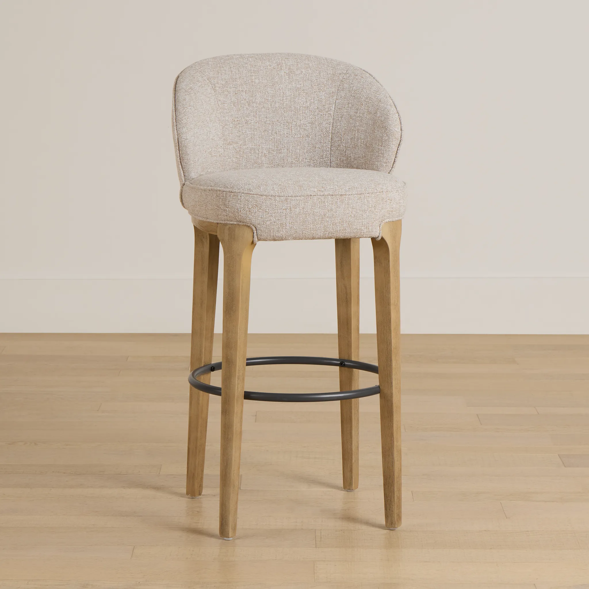 Libby Light Beige Fabric 30" Upholstered Barstool