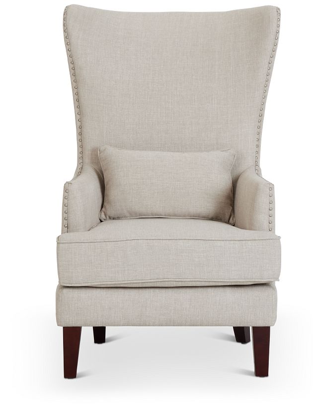 kori upholstered high back taupe accent chair