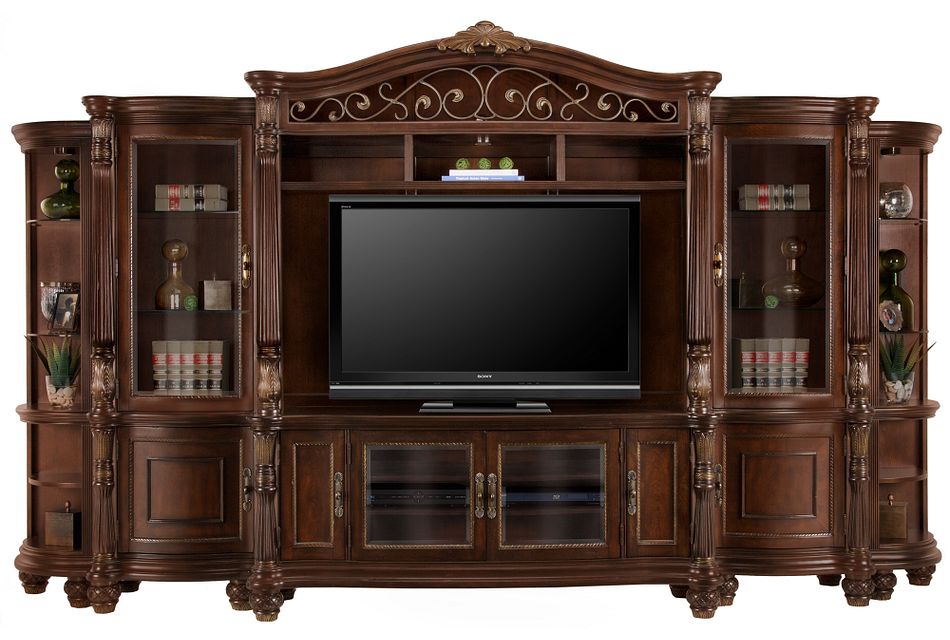 Tradewinds Dark Tone Entertainment Wall With Corners Living Room