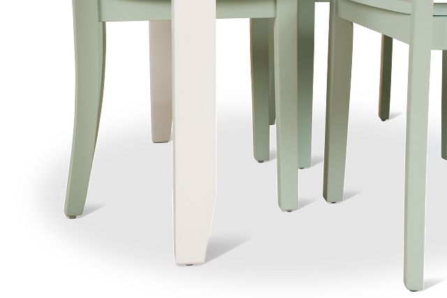 Edgartown White Rect Table & 4 Light Blue Wood Chairs