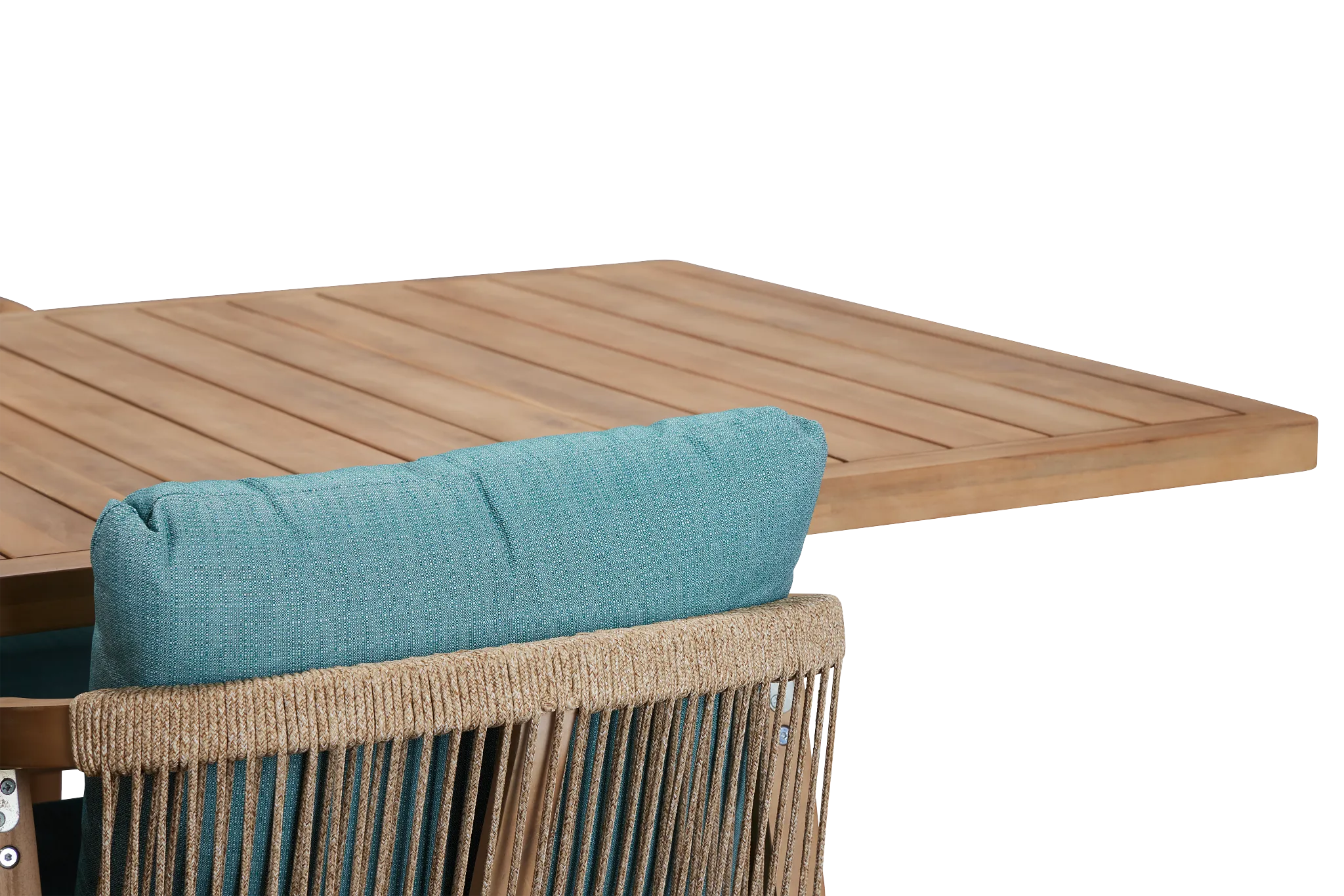 Laguna Light Tone 90" Retangular Table & 4 Teal Cushioned Chairs