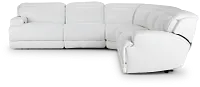 Reign White Lthr/vinyl Small Two-arm Power Reclining Sectional