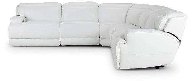 Reign White Lthr/vinyl Small Two-arm Power Reclining Sectional