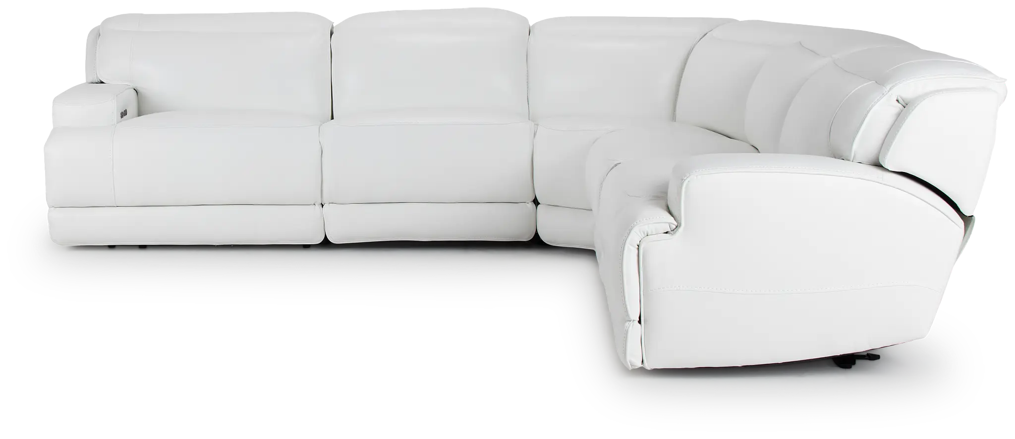 Reign White Lthr/vinyl Small Two-arm Power Reclining Sectional Reign White Lthr/vinyl Small Two-arm Power Reclining Sectional