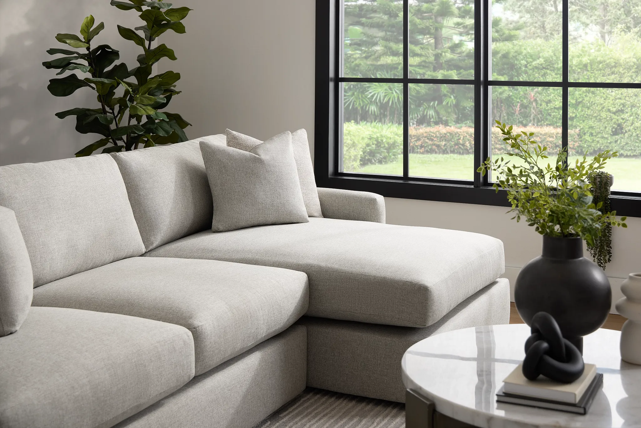 Noah Khaki Fabric Small Right Chaise Sectional