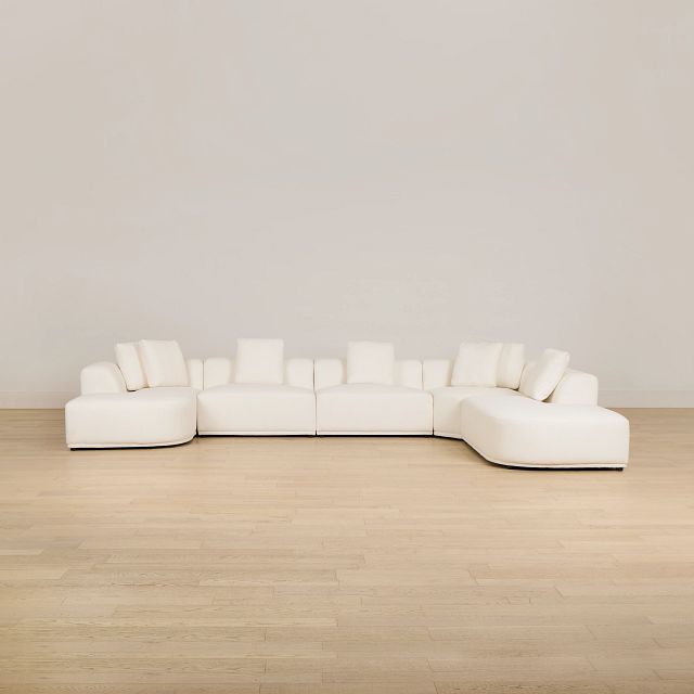 Catalina White Fabric Large Left Chaise Sectional