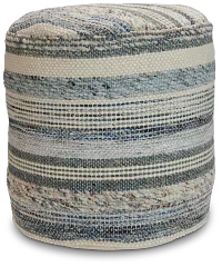 Ellian Blue Round Accent Pouf