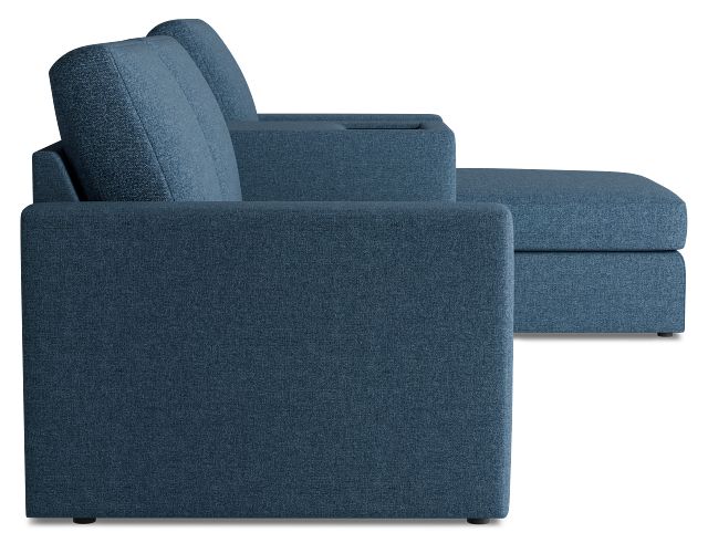 Citymod Blue Fabric Small Right Chaise Sectional With Media Console