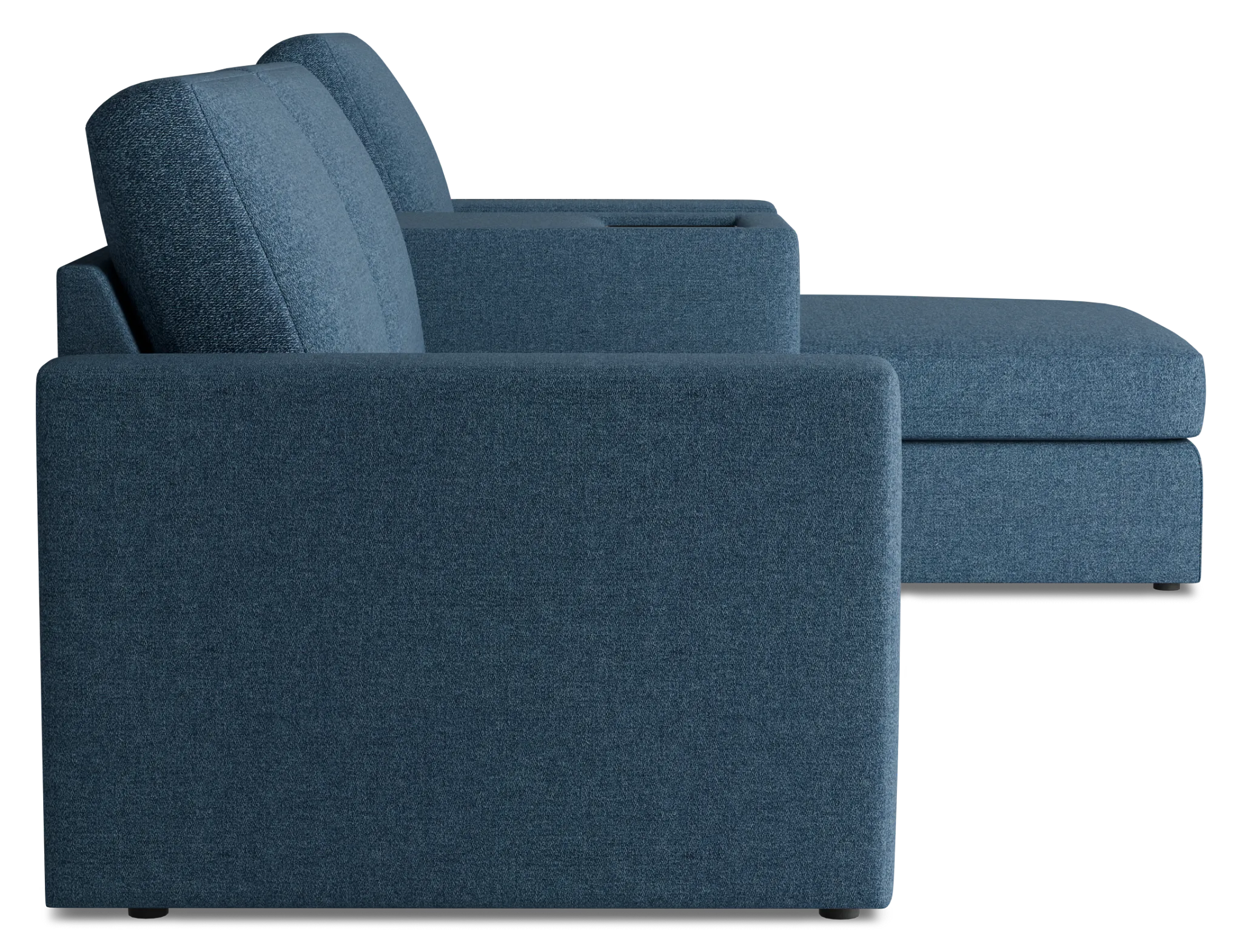 Citymod Blue Fabric Small Right Chaise Sectional With Media Console