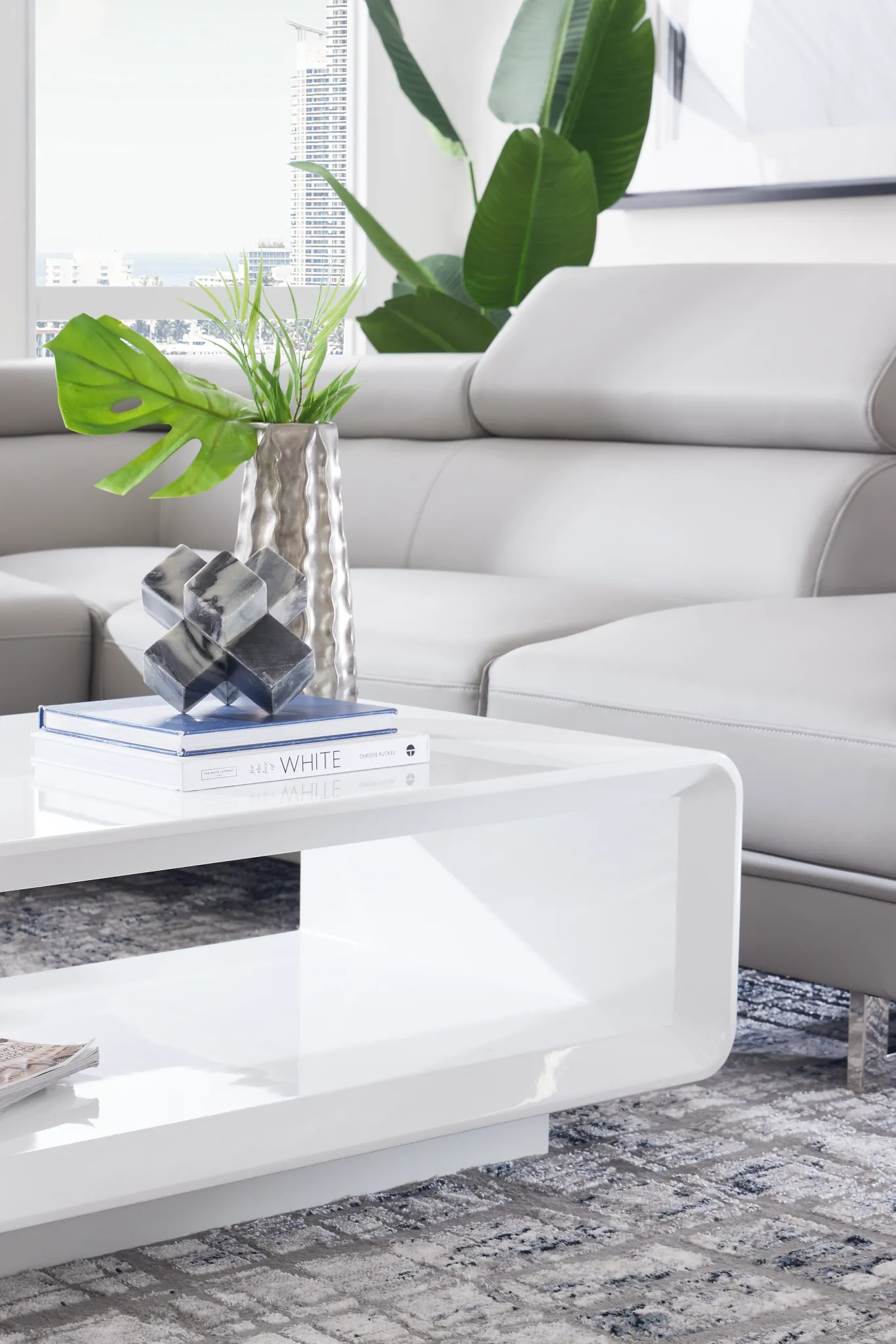 Zayden White Rectangular Coffee Table