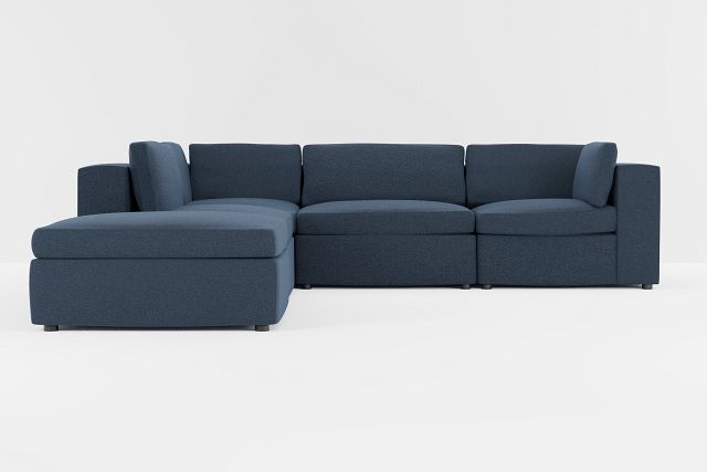 Destin Elite Dark Blue Fabric 5pc Bumper Sectional