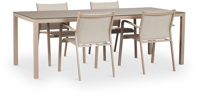 Lisbon Khaki 86" Rectangular Table & 4 Chairs