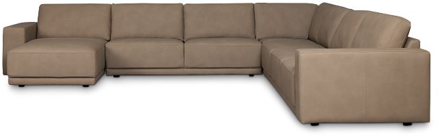 Kellan Taupe Leather Large Left Chaise Sectional