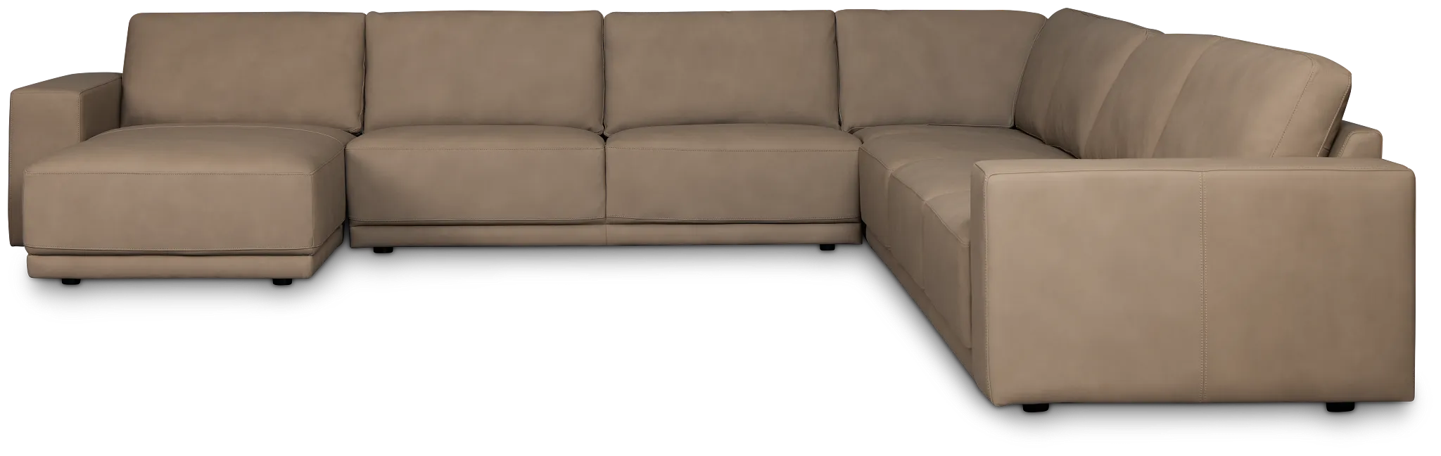 Kellan Taupe Leather Large Left Chaise Sectional